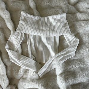 white off the shoulder sweater